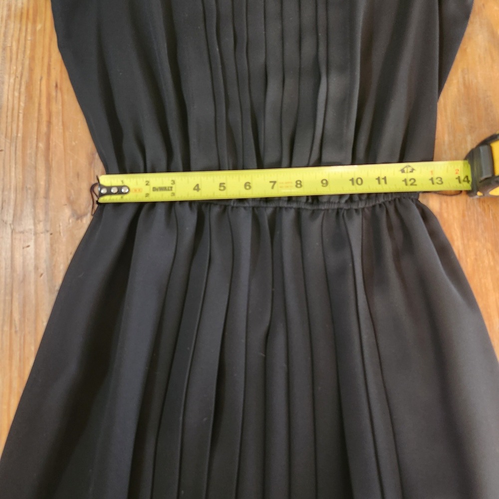 Vtg 80s Donna Morgan Small Pleated Sheer Chiffon Midi Dress Peter Pan Collar - Picture 11 of 15